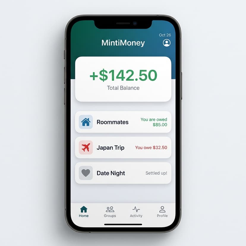 MintiMoney App - Track shared expenses, split bills, and settle up with friends